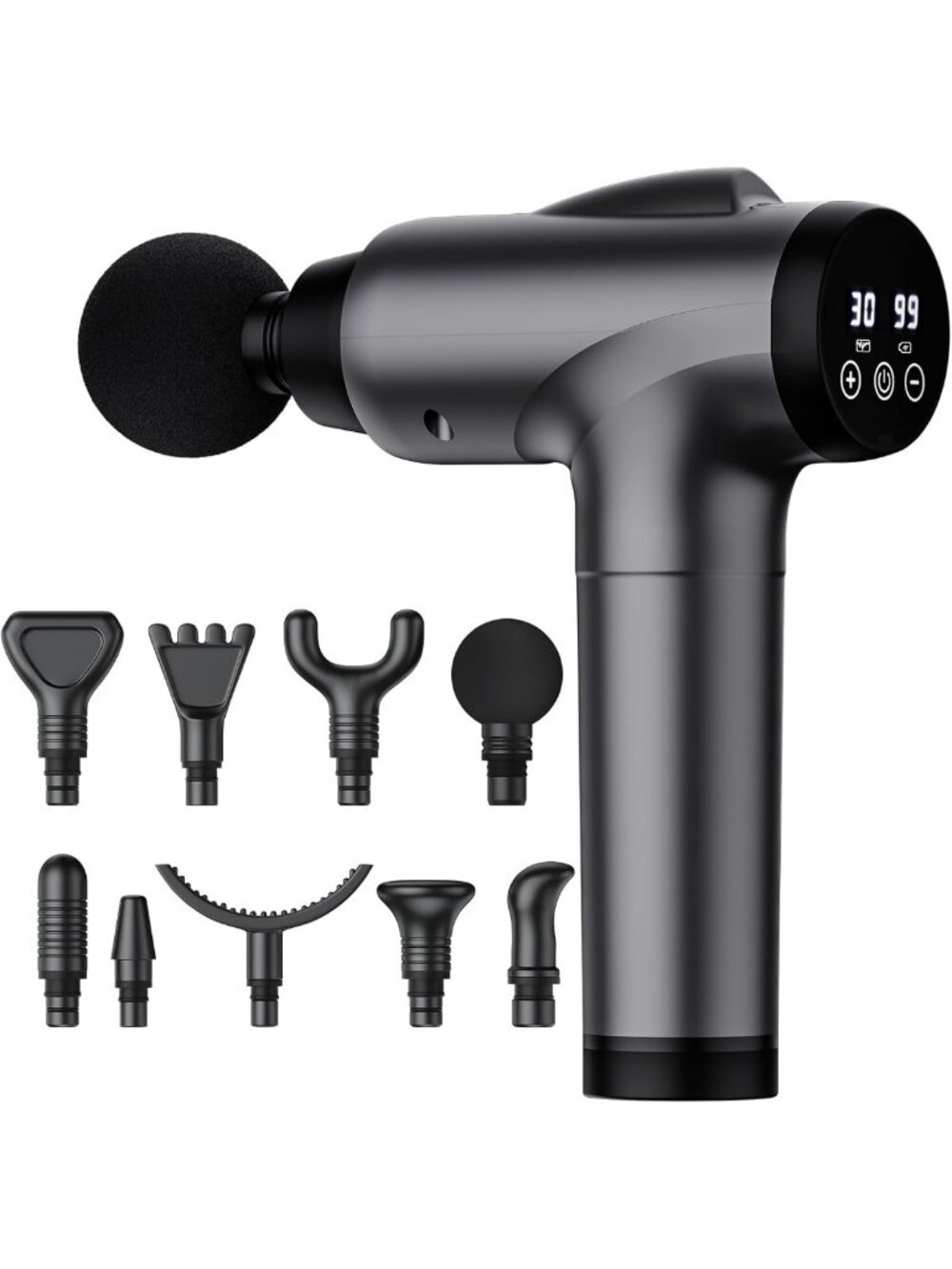 Deep Tissue Massage Gun - 30 Speeds, 9 Attachments, Handheld Muscle Relief